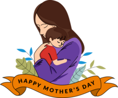 illustration of a mother holding her child. concept of the relationship between mother and child. Mother's Day. love mom affection png