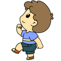 Cartoon Kid Boy Marching Walking Brown Hair png