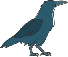 un seul dessin de corbeau mystérieux pour l'identité du logo de l'entreprise. concept de mascotte d'oiseau corbeau pour l'icône du cimetière. ligne continue dynamique dessiner illustration vectorielle de conception graphique png