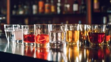 Assortment of alcoholic drinks Illustration photo