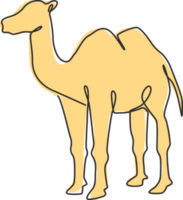 einer kontinuierlich Linie Zeichnung von arabisch Wüste Kamel zum Vieh Geschäft Logo Identität. Dromedar Tier Konzept zum Mitte Osten Länder Zoo Symbol. Single Linie zeichnen Design Illustration png