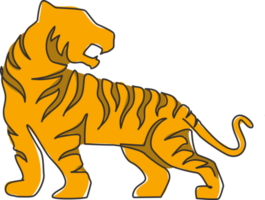 Célibataire continu ligne dessin de élégant asiatique tigre pour sport club logo identité. dangereux gros dépouillé chat mammifère animal mascotte concept pour Jeu club. un ligne dessiner conception illustration png