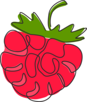 uno continuo línea dibujo de todo sano orgánico frambuesa para huerta logo identidad. Fresco baya frutaje concepto para Fruta jardín icono. moderno soltero línea dibujar diseño gráfico ilustración png