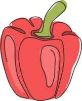 uno continuo línea dibujo todo sano orgánico pimenton para plantación logo identidad. Fresco campana pimienta concepto para Fruta vegetal icono. moderno soltero línea dibujar diseño gráfico ilustración png