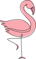 1 solteiro linha desenhando do exótico flamingo para companhia o negócio logotipo identidade. flamingo pássaro mascote conceito para produtos marca. na moda contínuo linha desenhar Projeto gráfico ilustração png