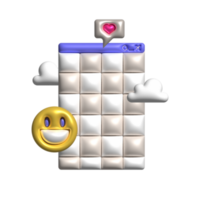 machen 3d abstrakt Jahrgang ästhetisch Konzept mit alt Computer Benutzer Schnittstelle Dialog Fenster und nostalgisch retro Computer Elemente - - Emoji, mögen Blase im 80er Jahre 90er Jahre Stil. modisch Volumen Illustration. png