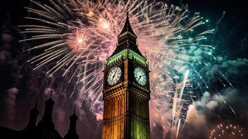 Holiday Fireworks in London. Illustration photo