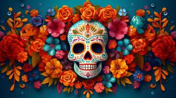 día de el muerto, dia Delaware los muertos. ilustración ai generativo foto