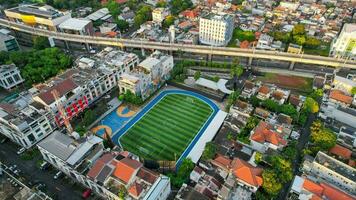 Aerial view of new football stadium BRI Brilian Stadium. Jakarta, Indonesia, March 2, 2022 photo