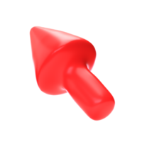 Red arrow pointing left and above. Realistic 3d design In plastic cartoon style. Icon isolated transparent png background