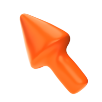 Orange arrow pointing left and above. Realistic 3d design In plastic cartoon style. Icon isolated transparent png background