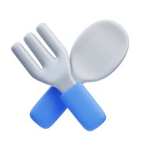 3d render illustration of spoon and fork icon, Home ware themed, household items png