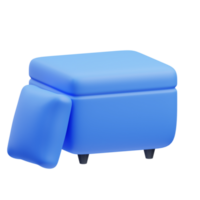 3d render illustration of square sofa icon, Home ware themed, household items png