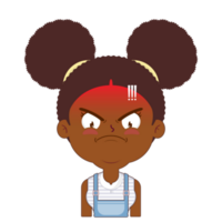 africano americano ragazza arrabbiato viso cartone animato carino png