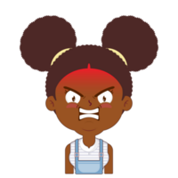 afrikanisch amerikanisch Mädchen wütend Gesicht Karikatur süß png
