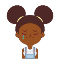 african american girl crying and scared face cartoon cute png