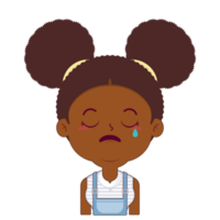 africano americano menina chorando e assustado face desenho animado fofa png