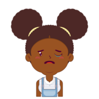 african american girl crying and scared face cartoon cute png