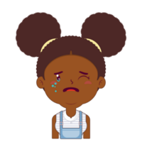 african american girl crying and scared face cartoon cute png