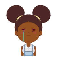 african american girl crying and scared face cartoon cute png