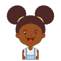 afrikanisch amerikanisch Mädchen glücklich Gesicht Karikatur süß png