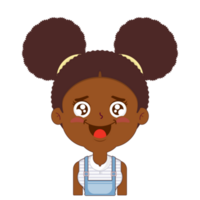 afrikanisch amerikanisch Mädchen glücklich Gesicht Karikatur süß png