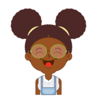 african american girl happy face cartoon cute png