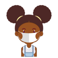 african american girl wear medical mask cartoon cute png