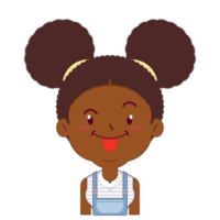 afrikanisch amerikanisch Mädchen spielerisch Gesicht Karikatur süß png
