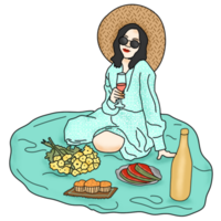 niña teniendo un picnic en el parque png