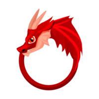 Avatar frame Dragon, round animal template for game. Cartoon empty Dragon frame with heard and wings. png