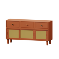 3D wooden TV table png