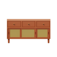 3D wooden TV table png