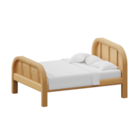 houten bed met zacht beddengoed png