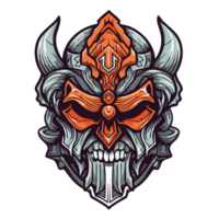 Badass skull warrior design for tshirt png