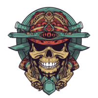 Fierce skull warrior graphic on tshirt png