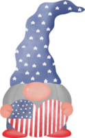 4th of july gnome watercolour clipart png