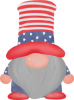 4th of july gnome watercolour clipart png