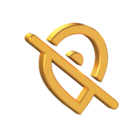 Ort aus 3d Symbol isoliert auf transparent Hintergrund, Adresse Symbol Gold Textur, 3d Rendern png