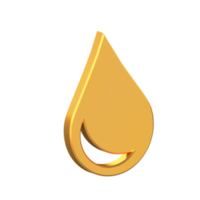 Water Drop 3D Icon Isolated on Transparent Background, Oil Icon Gold Texture, 3D Rendering png