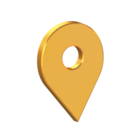 Ort 3d Symbol isoliert auf transparent Hintergrund, Adresse Symbol Gold Textur, 3d Rendern png