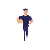 The guy with the box. Delivery concept. Isolated. Vector illustration.