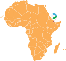 Djibouti kaart in Afrika, pictogrammen tonen Djibouti plaats en vlaggen. png