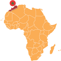 Marokko Karte im Afrika, Symbole zeigen Marokko Ort und Flaggen. png
