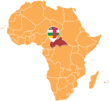 zentralafrikanische karte in afrika, symbole mit zentralafrikanischem standort und flaggen. png