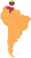 Venezuela map in South America, Icons showing Venezuela location and flags. png