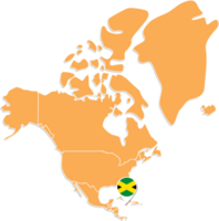 Jamaica mapa dentro norte América, ícones mostrando Jamaica localização e bandeiras. png