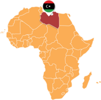 Libya map in Africa, Icons showing Libya location and flags. png
