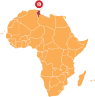 mapa de túnez en áfrica, íconos que muestran la ubicación y banderas de túnez. png