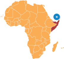 Somalië kaart in Afrika, pictogrammen tonen Somalië plaats en vlaggen. png